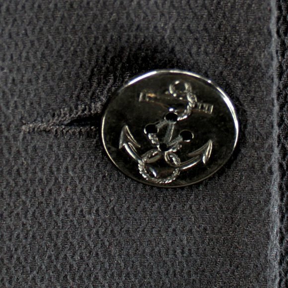 VTG 90s Nanette Lepore Black Cropped Blazer Sailor Collar Nautical Jacket Size 8 - Picture 5 of 12